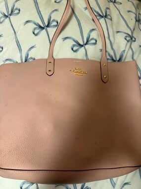 Coach Blush Pink Leather Tote with Gold Logo